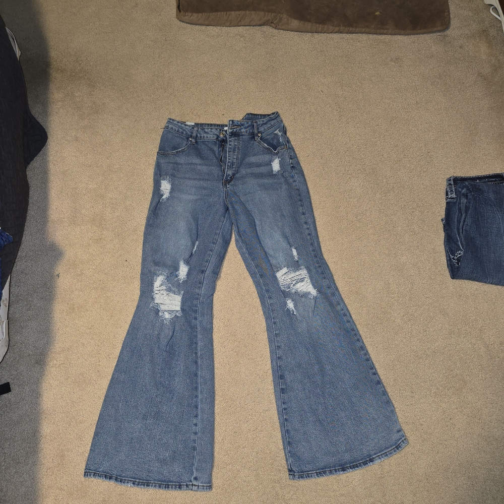 Almost Famous Distressed Blue Flare Jeans